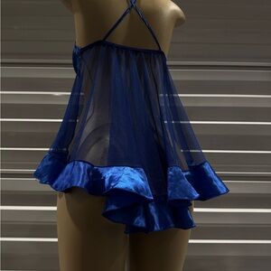 Elegant Blue Sheer Babydoll Lingerie